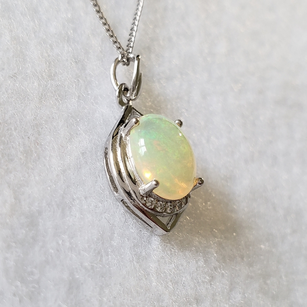 HOST PICK!Sterling Natural Australian Opal Pendant - Picture 2 of 8